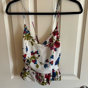 Women’s floral tank with crisscross back
